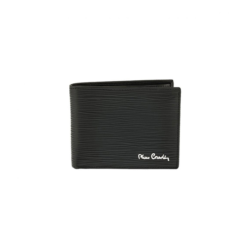 Μαύρο δερμάτινο πορτοφόλι με ανάγλυφη υφή, Pierre Gardin